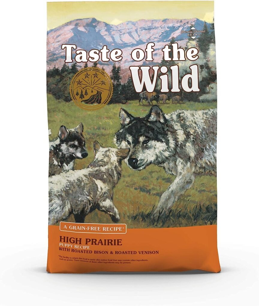 09 Taste of the Wild High Prairie Canine Grain-Free Recipe with Roasted Bison and Venison Dry Dog Food for Puppies, Made with High Protein from Real Meat and Guaranteed Nutrients and Probiotics 14lb