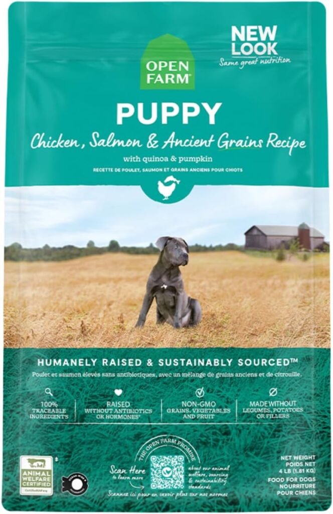 01 Open Farm Ancient Grains Dry Dog Food, Humanely Raised Meat Recipe with Wholesome Grains and No Artificial Flavors or Preservatives (Puppy Ancient Grain, 4 Pound (Pack of 1))