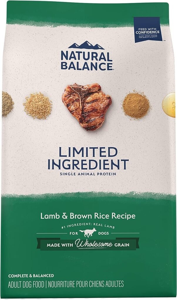 02 Natural Balance Limited Ingredient Adult Dry Dog Food with Healthy Grains, Lamb & Brown Rice Recipe, 24 Pound (Pack of 1)