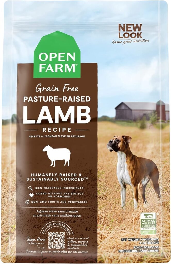 02 Open Farm Pasture-Raised Lamb Grain-Free Dry Dog Food, New Zealand Lamb Recipe with Non-GMO Superfoods and No Artificial Flavors or Preservatives, 4 lbs