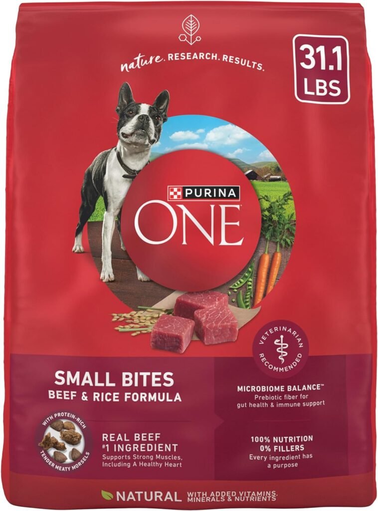 02 Purina ONE Small Bites Beef and Rice Formula Small High Protein Dry Dog Food Natural with Added Vitamins, Minerals and Nutrients - 31.1 lb. Bag