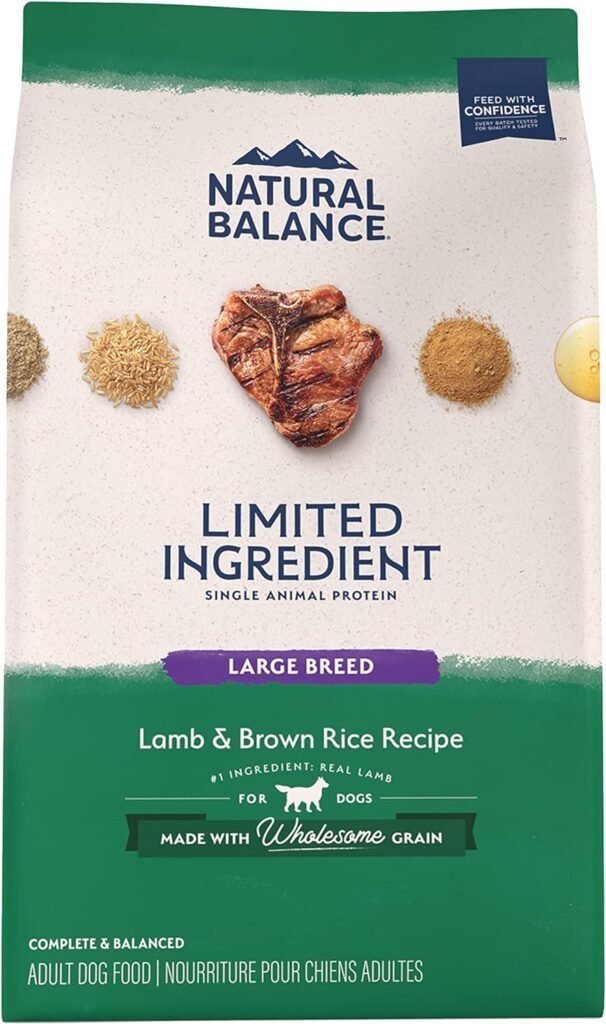 03 Natural Balance Limited Ingredient Large Breed Adult Dry Dog Food with Healthy Grains, Lamb & Brown Rice Recipe, 26 Pound (Pack of 1)