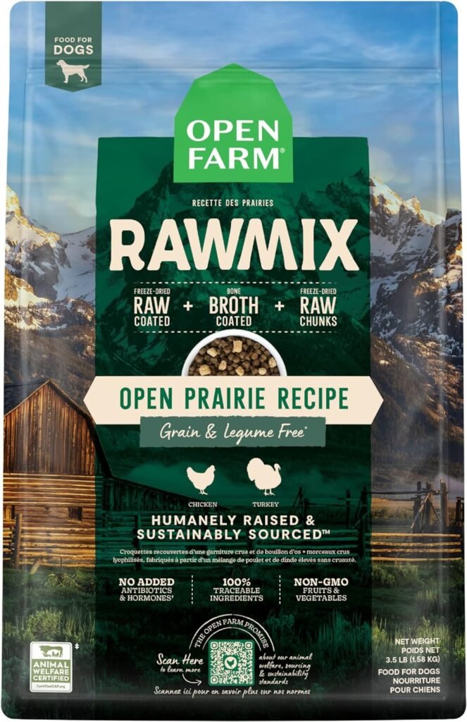 05 Open Farm RawMix Grain-Free Prairie Recipe for Dogs, Includes Kibble, Bone Broth, and Freeze Dried Raw, Inspired by The Wild, Humanely Raised Protein and...