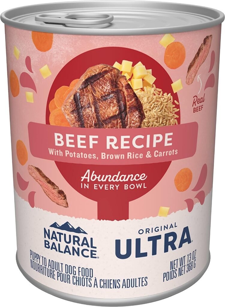 08 Natural Balance Ultra Premium Wet Dog Food, Beef Formula with Potatoes, Carrots & Brown Rice, 13 Ounce Can (Pack of 12)