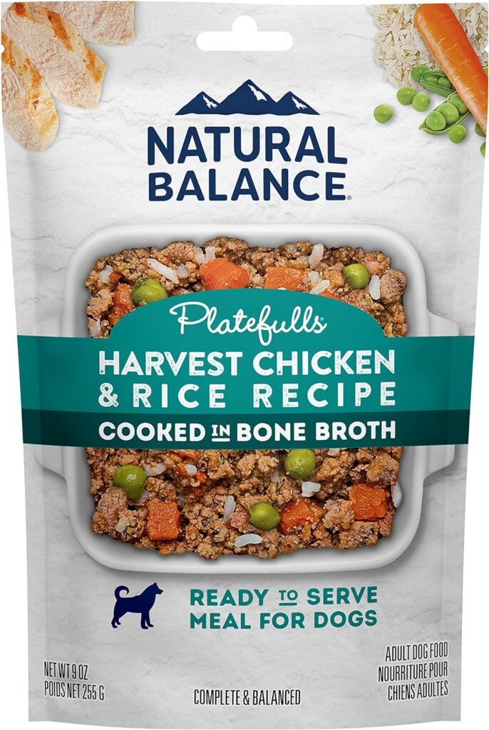 10 Natural Balance Platefulls Homestyle Adult Wet Dog Food, Harvest Chicken & Rice Recipe Cooked in Bone Broth, 9 Ounce (Pack of 12)