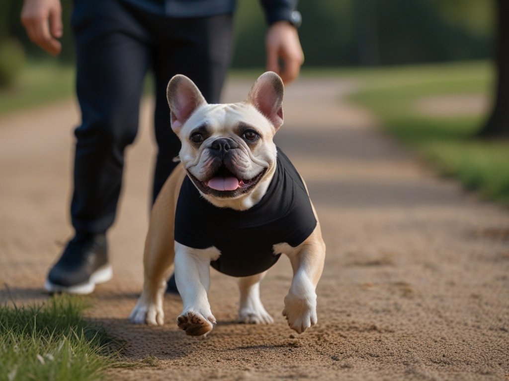 playing with French bulldog