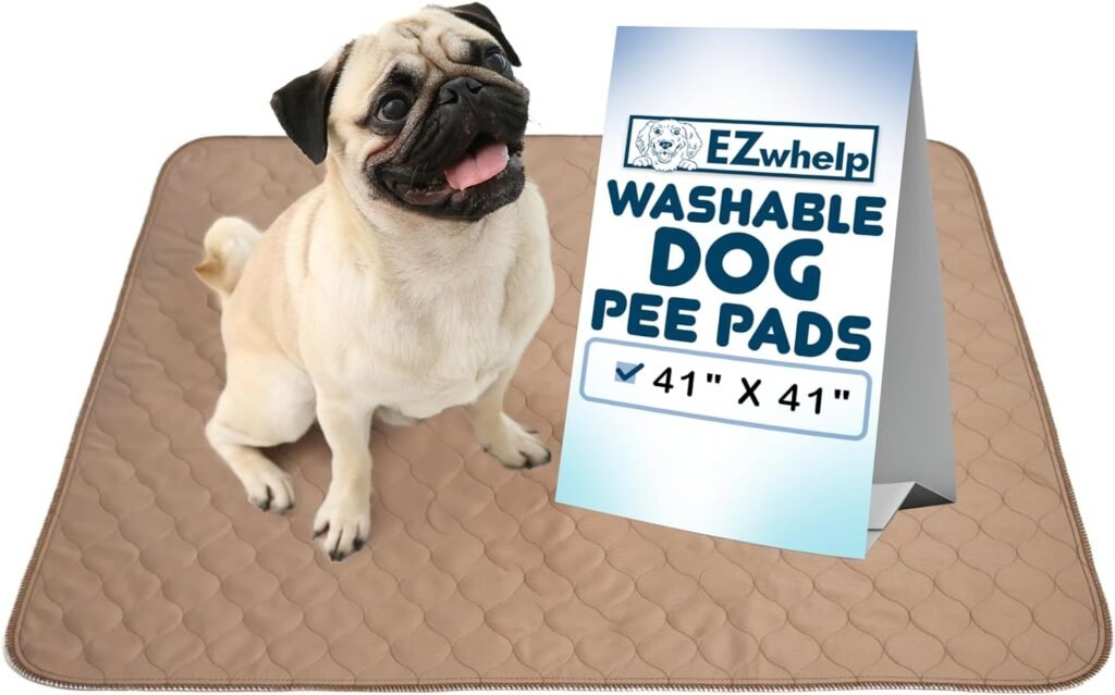 08 EZwhelp Washable Pee Pads for Dogs - Waterproof Training Pads for Dogs, Reusable & Sanitary, Rounded Corners, Laminated, Lightweight, Durable, Pet Essentials for Training and Whelping, 47 x 47