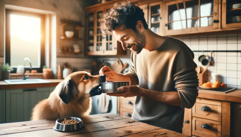 Dog with his owner