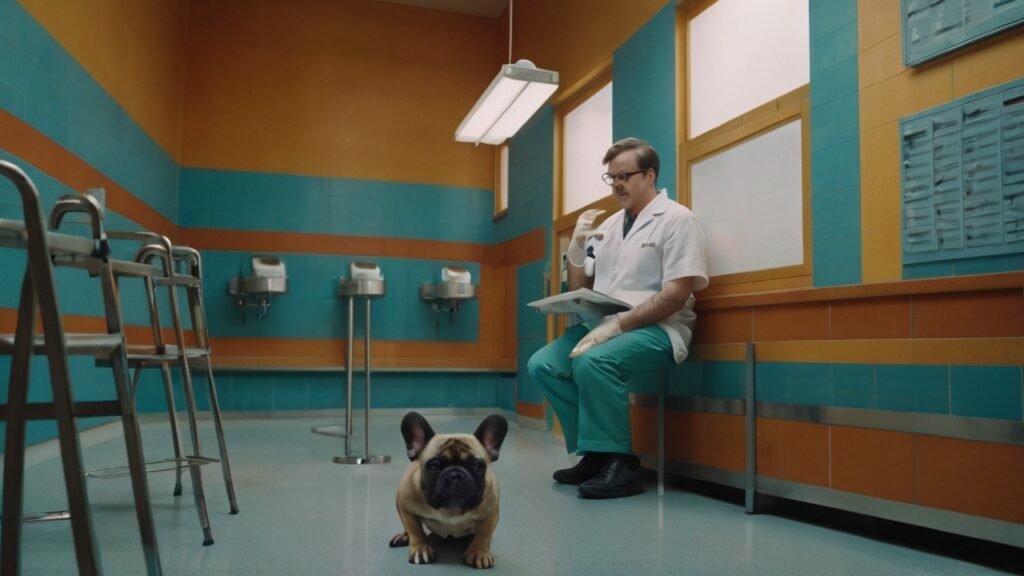 Frenchie with veterinarian 02