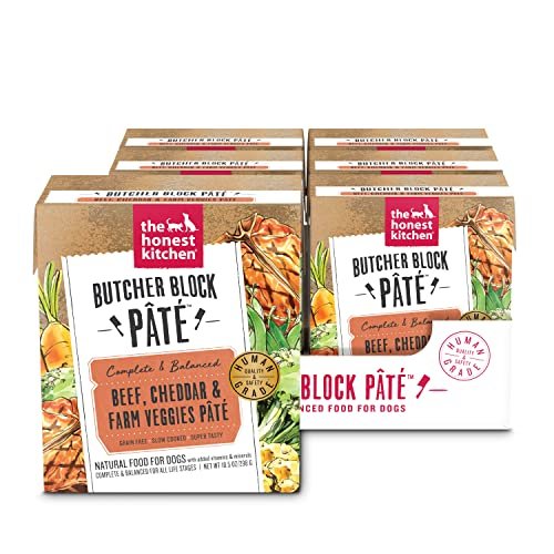 The Honest Kitchen Butcher Block Pâté: Beef, Cheddar & Farm Veggies Wet Dog Food, 10.5 oz (Pack of 6)