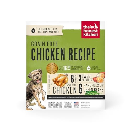 The Honest Kitchen Human Grade Dehydrated Grain Free Dog Food – Complete Meal or Dog Food Topper – Chicken 4 lb (makes 16 lbs)