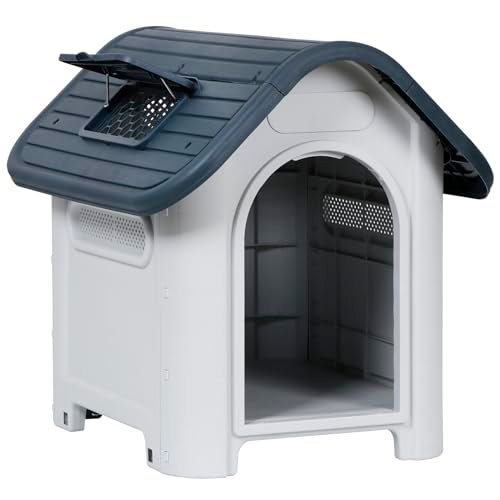 Pet Republic Plastic Dog House Indoor Outdoor Dog Kennel Easy to Assemble Puppy Shelter with Adjustable Skylight Elevated Floor Waterproof (Arch)