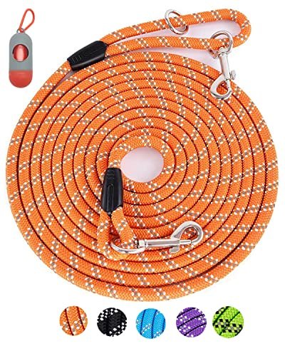 Long Dog Leash for Dog Training 10FT/16FT/30FT/50FT/100FT, Reflective Threads Check Cord Dog Leash, Heavy Duty Dog Lead for Large Medium Small Dogs Outside Walking, Playing, Camping, or Yard