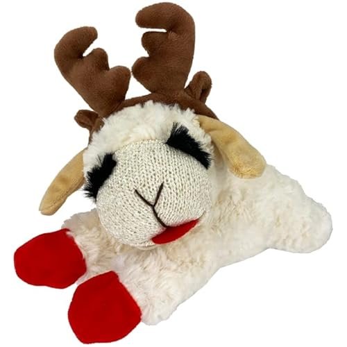 Multipet Lamb Chop Dog Toy with Antlers, Medium