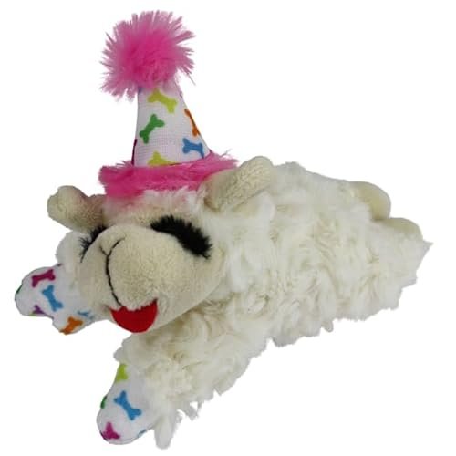 Multipet Pink Happy Birthday Mini Lamb Chop Dog Toy Small