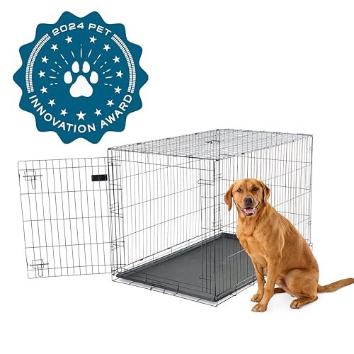 Carlson Pet Products Secure and Foldable Single Door Metal Dog Crate, Award Winning Brand, Double Lock System, Includes Removable Pan, for Extra Large Dogs